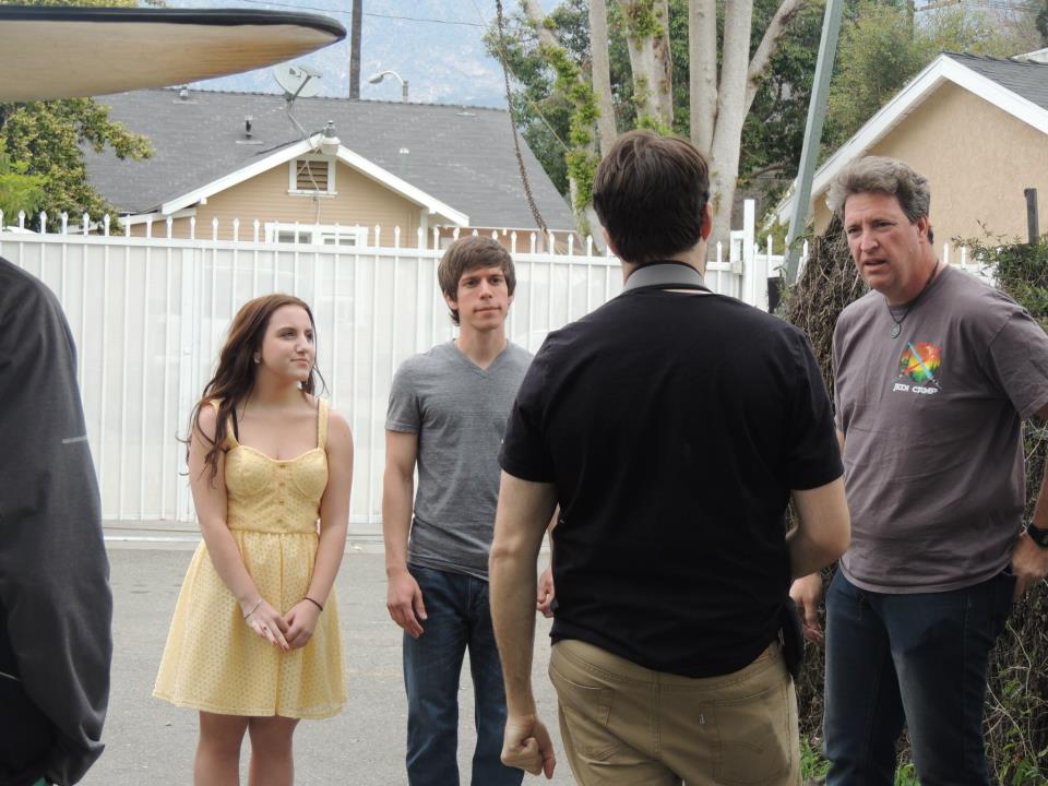 Owl City: Gold Music Video - Director Paul A Rose Jr., consulting with DP Garrett O'Brien on the next shot, while Sophie Gattie & Charlie Smith look on.
