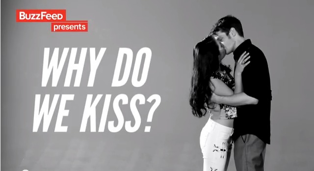 Still from hit Youtube Channel, Buzzfeed. Comedy skit: 'Why do We Kiss?' Parody of viral video experiment, 'Kissing with Strangers'