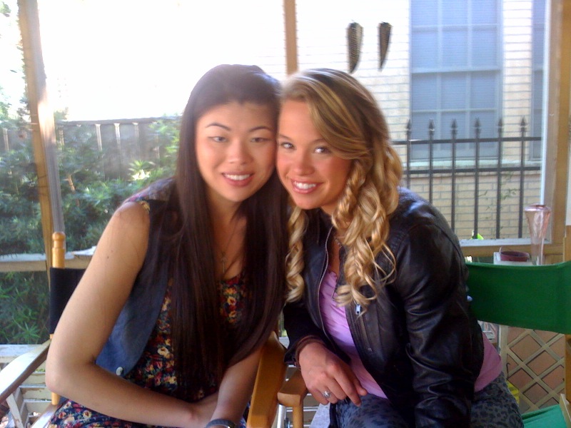 Olivia Ku and Evie Thompson on set of Heebie Jeebies