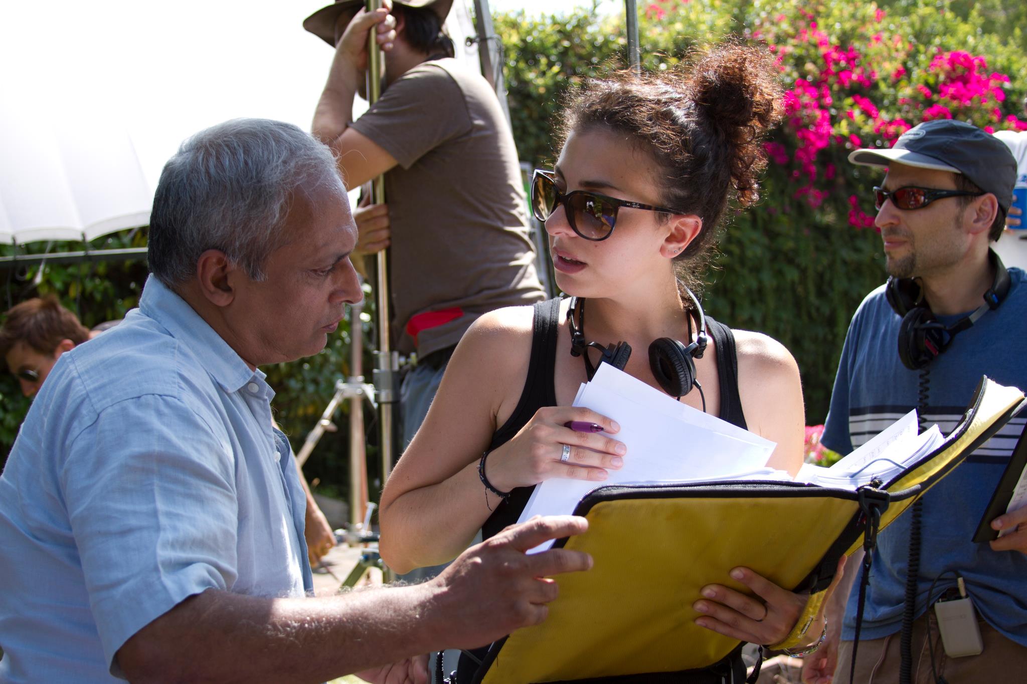 Cristina Fanti on set of The Playback Singer with actor Piyush Mishra and producer Mike Blum