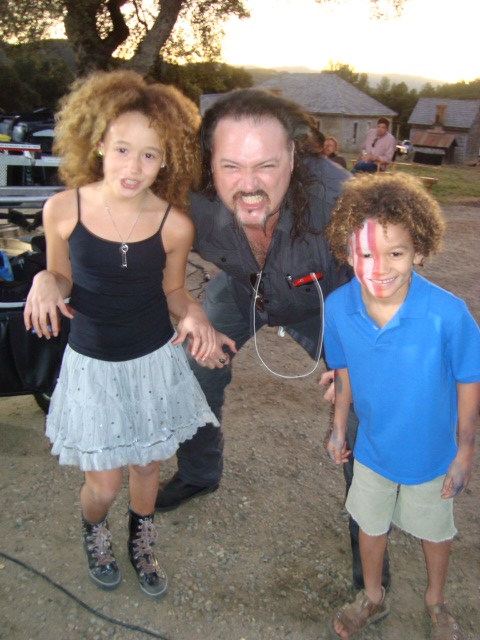 Armani and sister Talia on his music video shoot with country singer Trace Adkins.