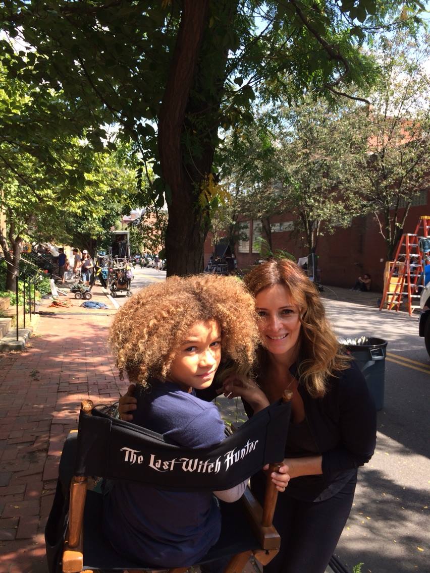 Armani and his mother on the set of The Last Witch Hunter in Pittsburgh.