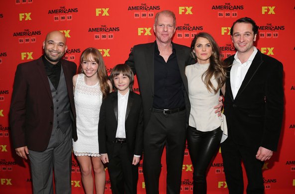 (L-R) Actors Maximiliano Hernandez, Holly Taylor, Keidrich Sellati, Noah Emmerich, Keri Russell, and Matthew Rhys attend FX's The Americans Season One New York Premiere at DGA Theater on January 26, 20