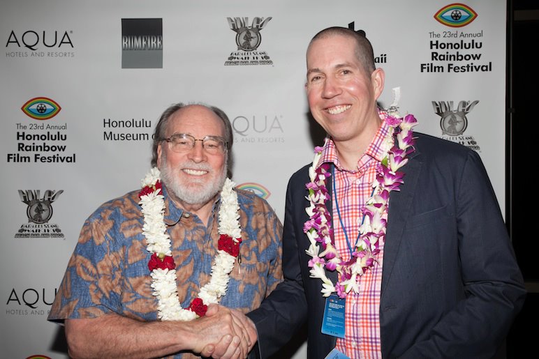 Actor-Director Devin Kordt-Thomas with Neil Abercrombie, Governor, State of Hawaii  at Honolulu Museum of Art, Honolulu Rainbow Film Festival screening of 