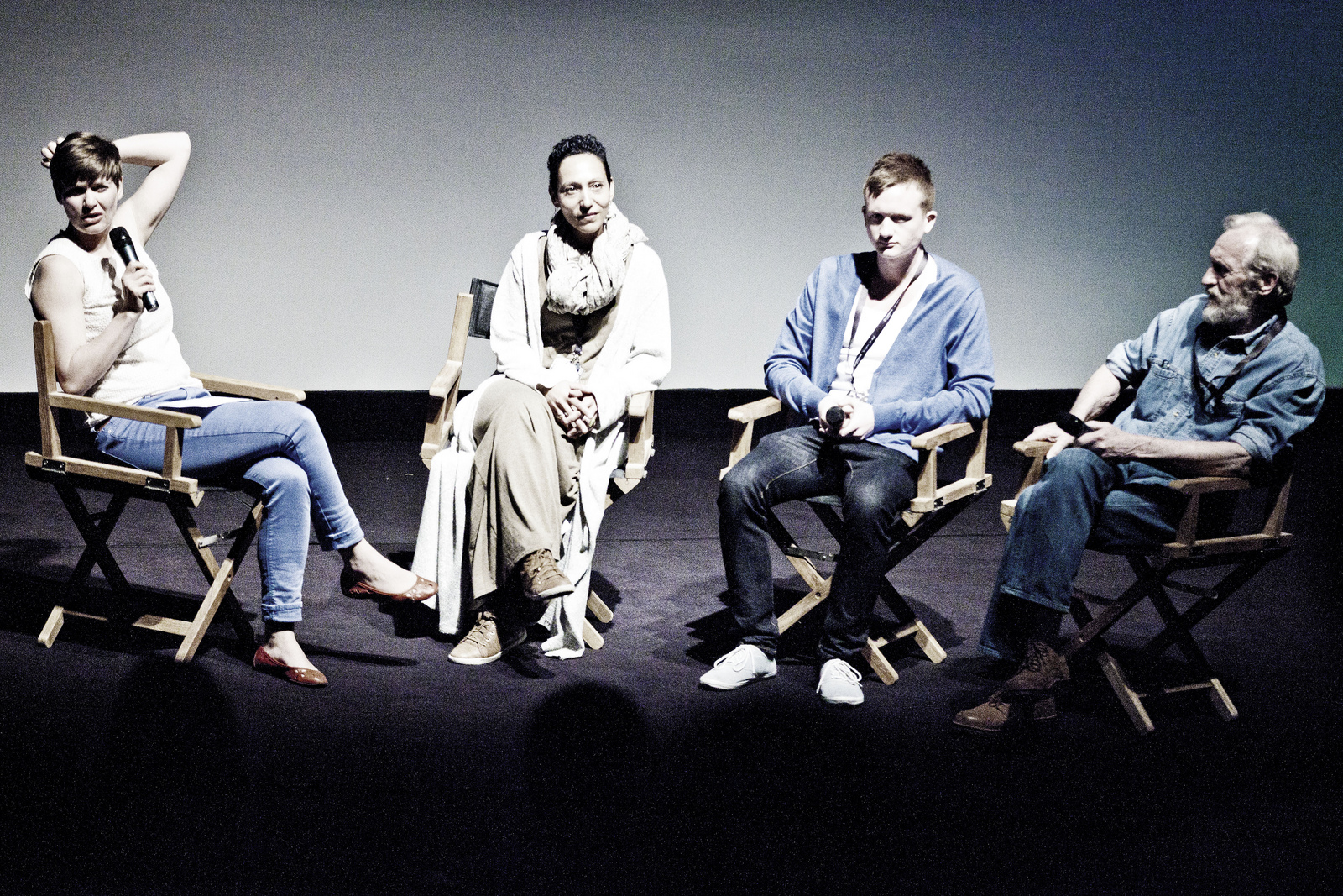 Picture of Fredrik Nielsen, Vanja Larsen And Espen Thorstenson. Q&A after screening of The Red Apple.