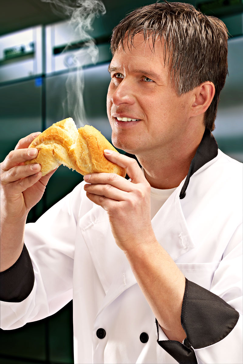 Executive Chef checking his freshly baked bread