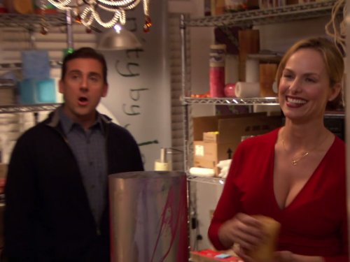 Still of Melora Hardin and Steve Carell in The Office (2005)
