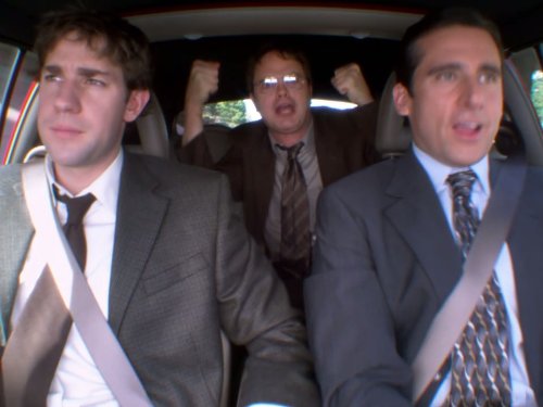 Still of Steve Carell, Rainn Wilson and John Krasinski in The Office (2005)
