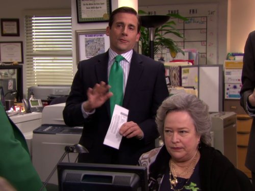Still of Kathy Bates and Steve Carell in The Office (2005)
