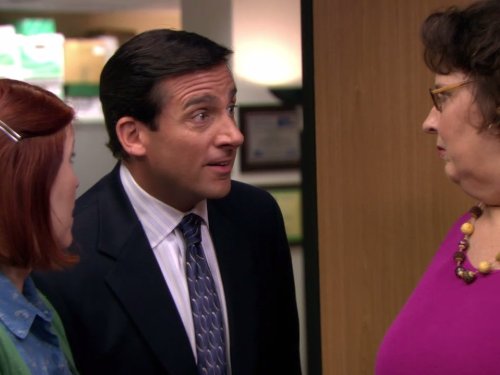 Still of Steve Carell, Kate Flannery and Phyllis Smith in The Office (2005)
