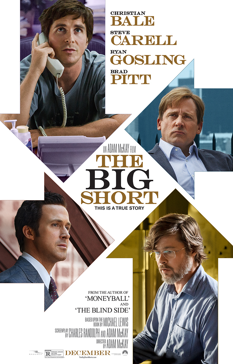 Brad Pitt, Christian Bale, Steve Carell and Ryan Gosling in The Big Short (2015)
