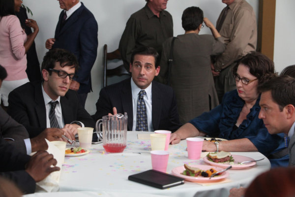Still of Steve Carell, Phyllis Smith, B.J. Novak and Ed Helms in The Office (2005)