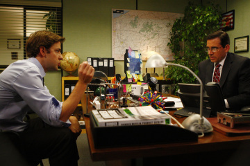 Still of Steve Carell and John Krasinski in The Office (2005)