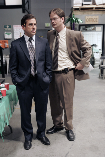 Still of Steve Carell and Rainn Wilson in The Office (2005)