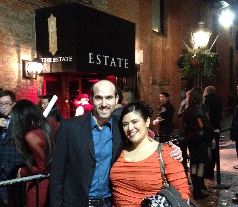Becki Dennis with her husband Justin Buchman at her agency's holiday party.