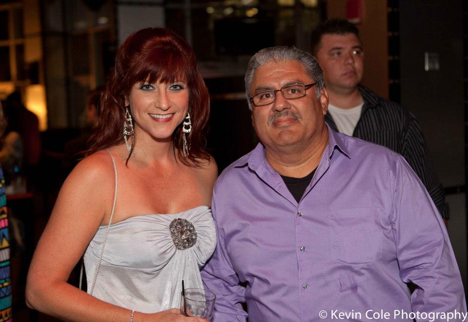 Jennifer Russoli with Carolina Filmworks' Fred De La Garza. 2012 Made In Charlotte Film Awards.