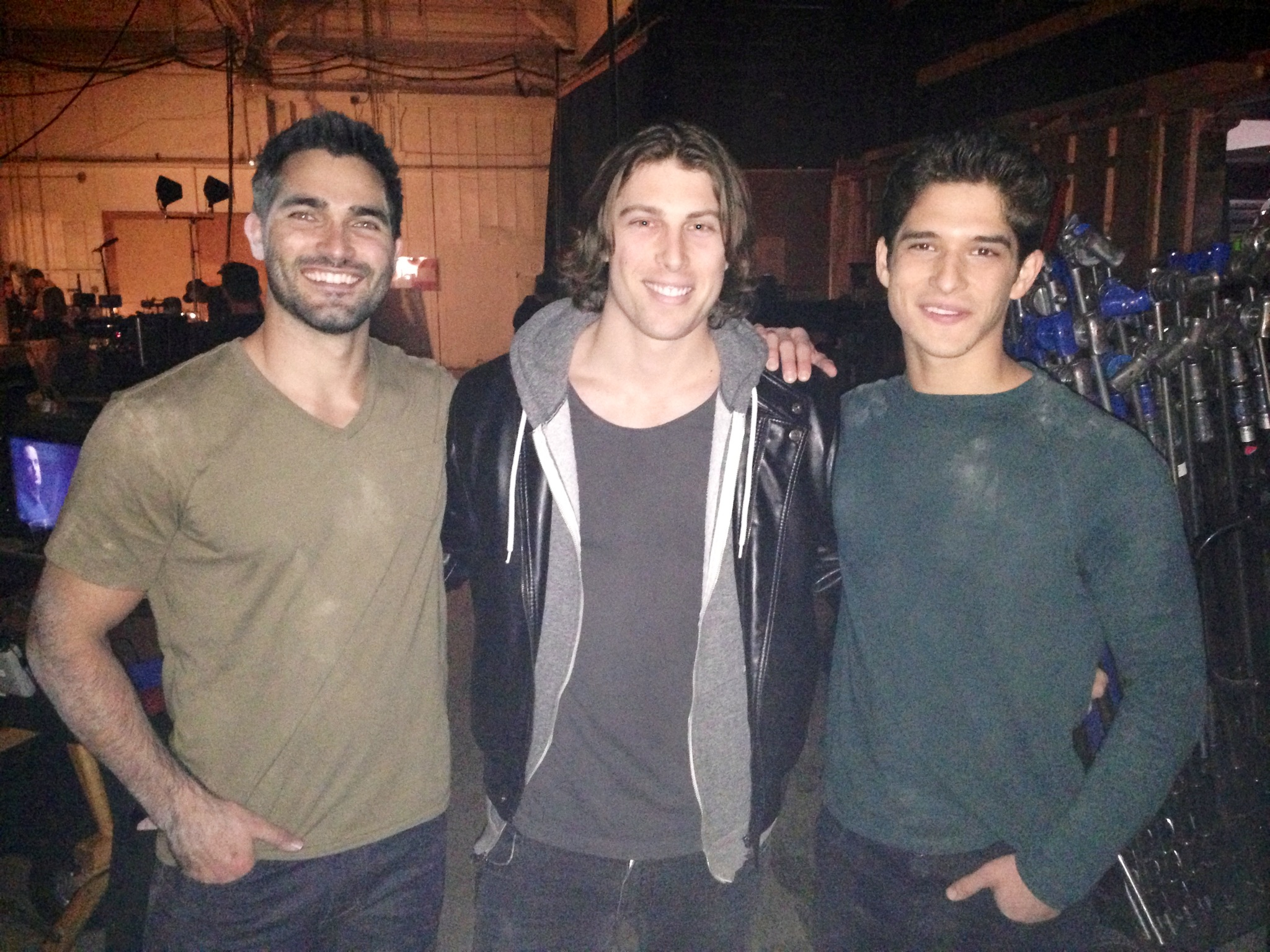 Tyler Hoechlin, Steven Jeays and Tyler Posey on the set of Teen Wolf