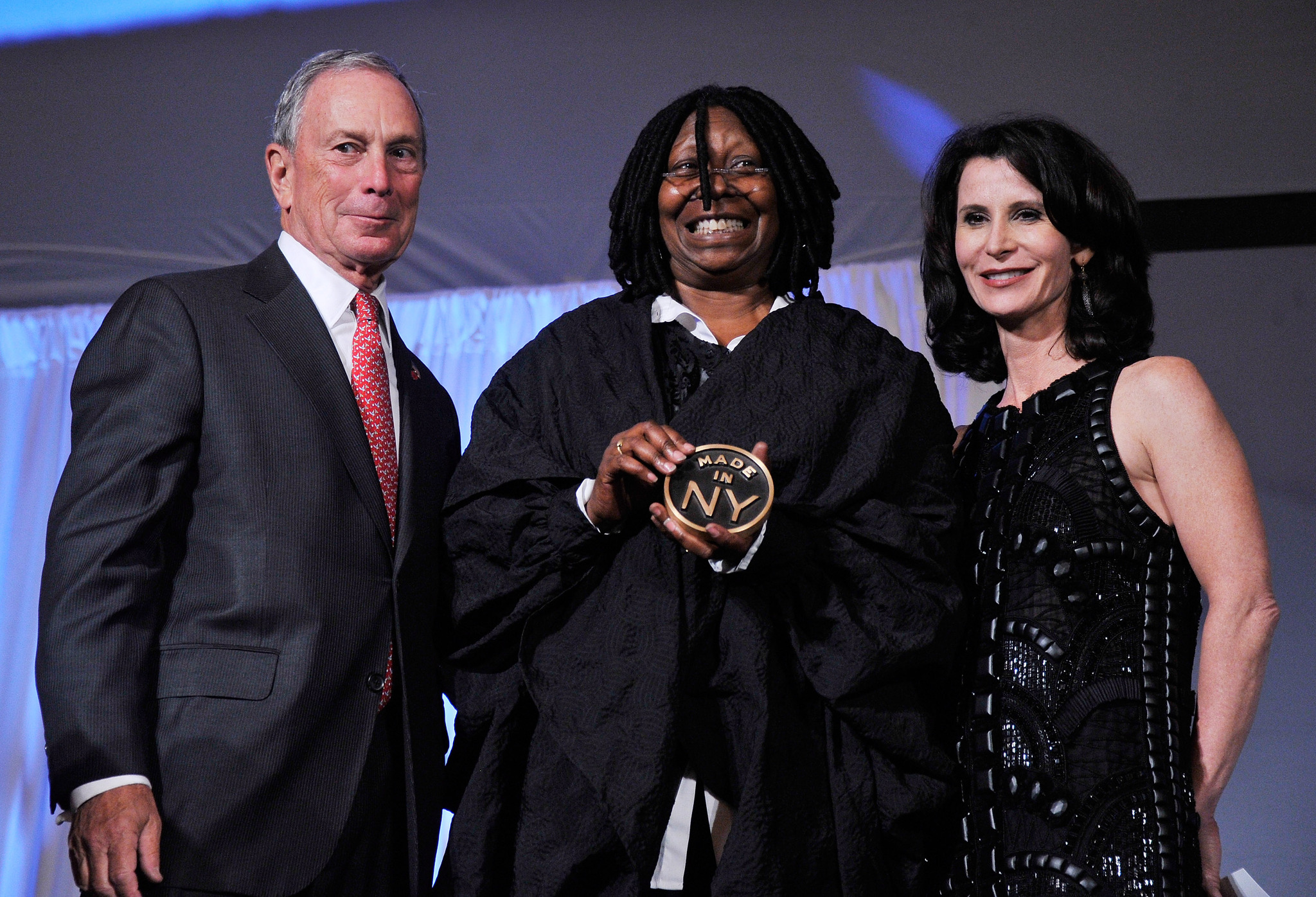 Whoopi Goldberg, Michael Bloomberg and Katherine Oliver