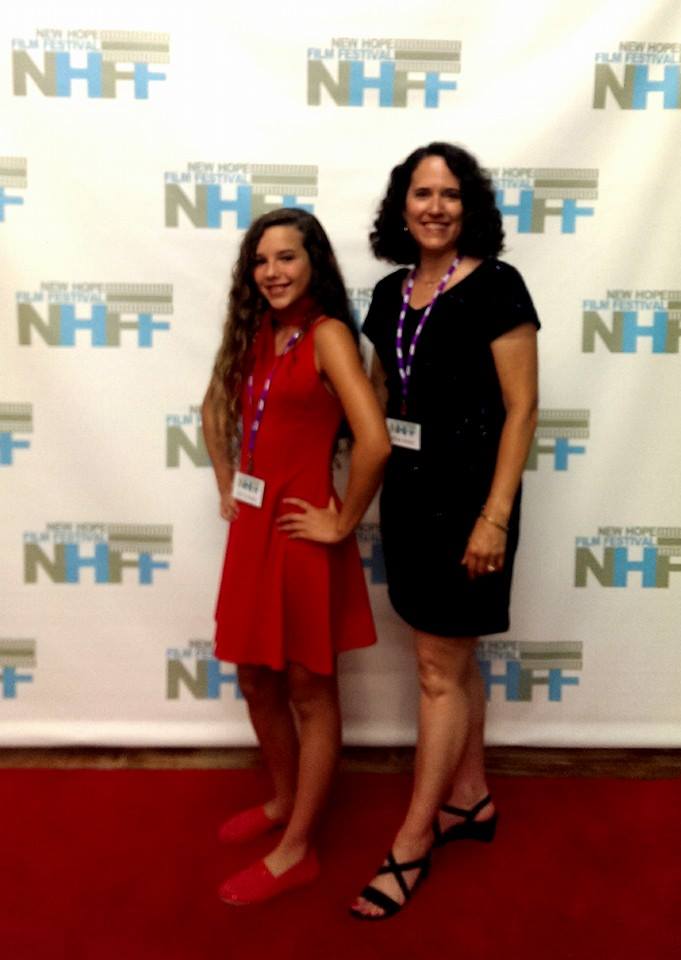 The Invasion is coming! Leila as RED & producer Marti Davis at the New Hope Film Festival screening The Invaders: Angie's Logs