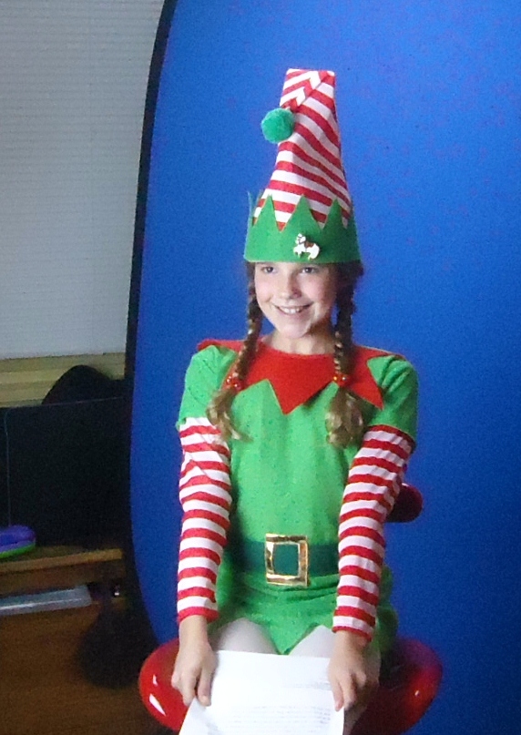 Leila Jean Davis as the Elf Representative for the Northpole shooting 
