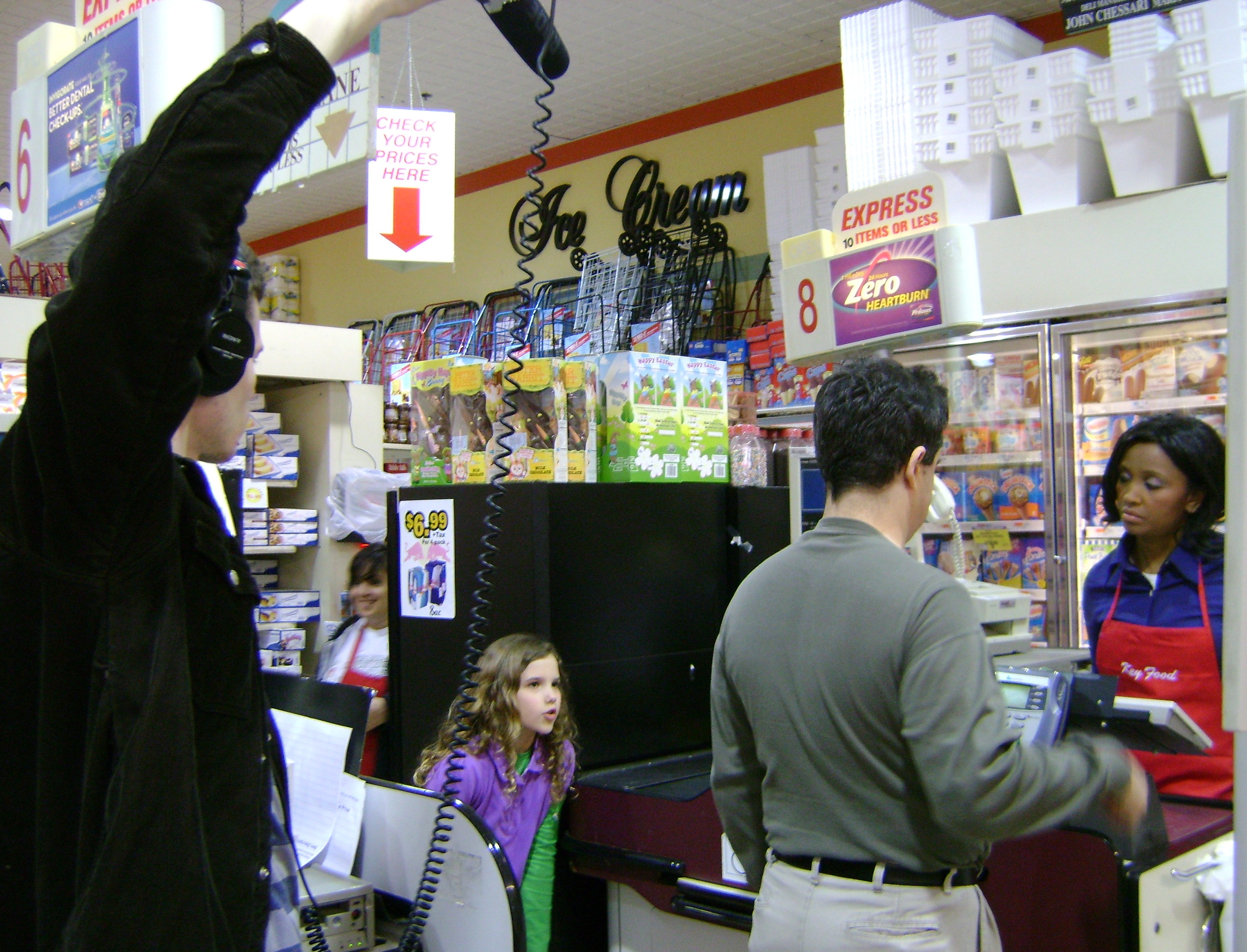 Leila in commercial scene for Stauffer's Animal Crackers with actors John Rant and Cathy Simmonds. Sound by Alex Syner.