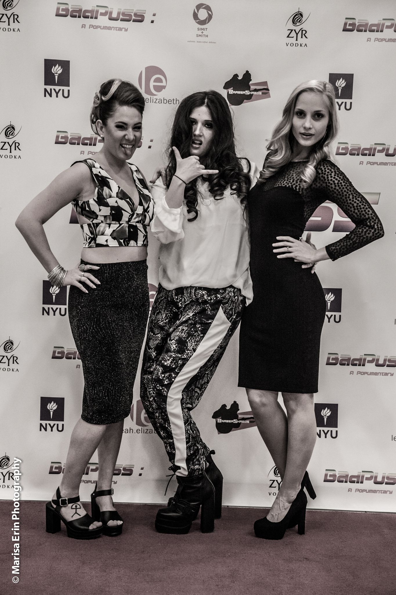 Leah Elizabeth Rucinski, Emily Wiest and Hannah Sorenson celebrating at the World Premier of BadPuss: A Popumentary.