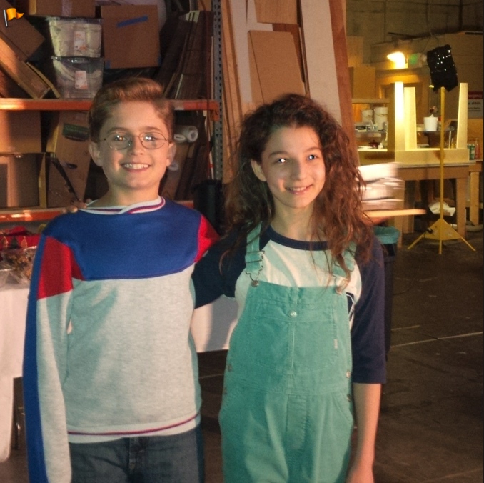 Stephanie Katherine Grant with Sean Giambrone on the set of The Goldbergs.