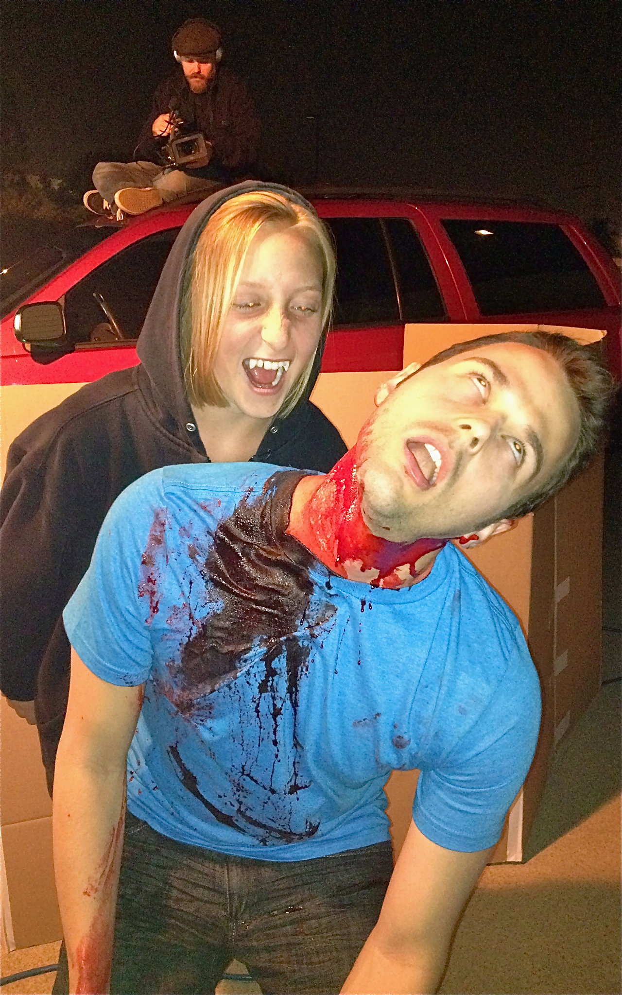 Anna with Devin Goodsell on set of Bloodsucka Jones