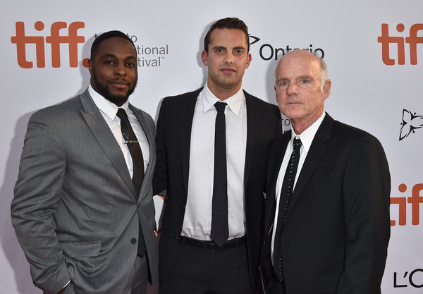 Nick Jones Jr., Patrick Hibler, and Stephen McEveety attend event of Man Down (2015)