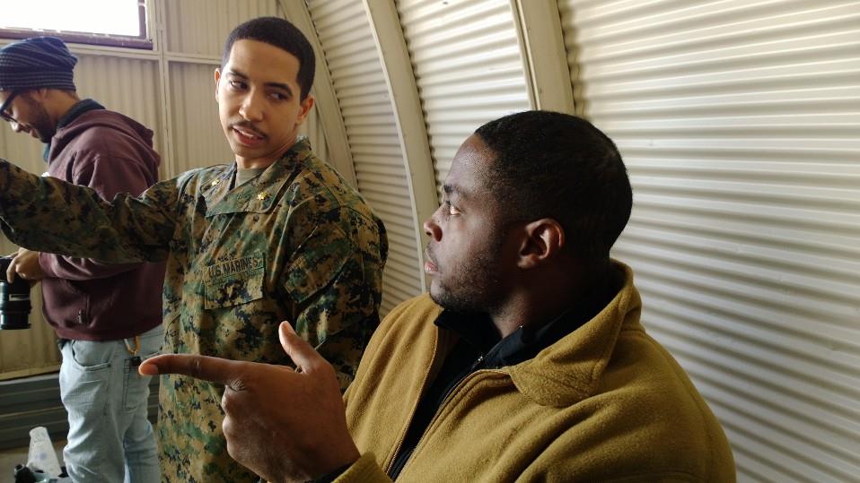 Nick Jones Jr. and Neil Brown Jr. on the set of Cold: Choices.