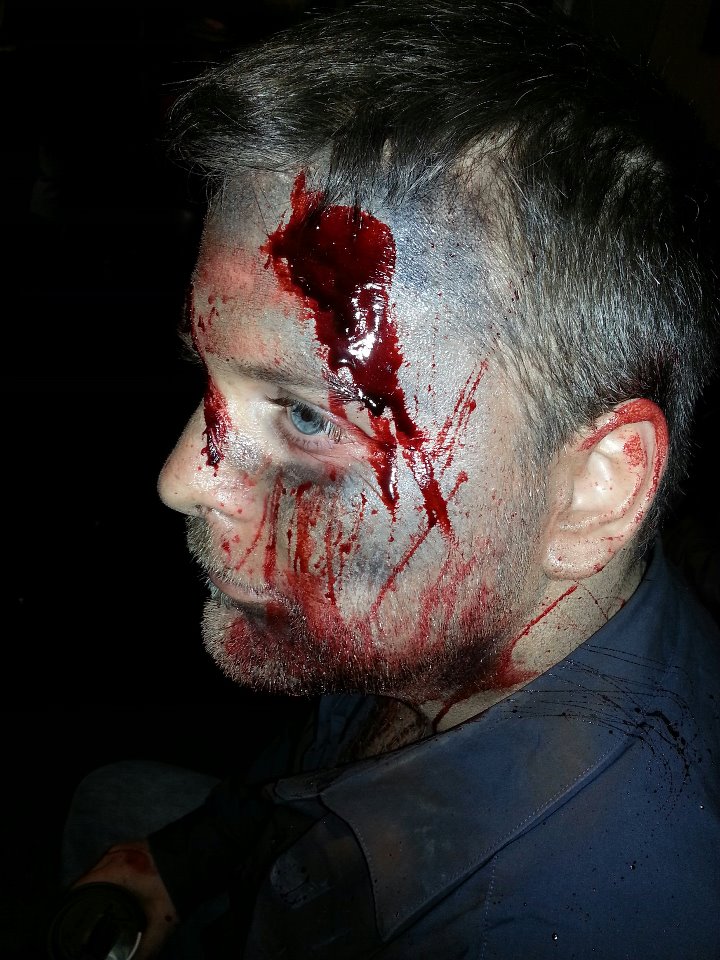 bloodied up on set