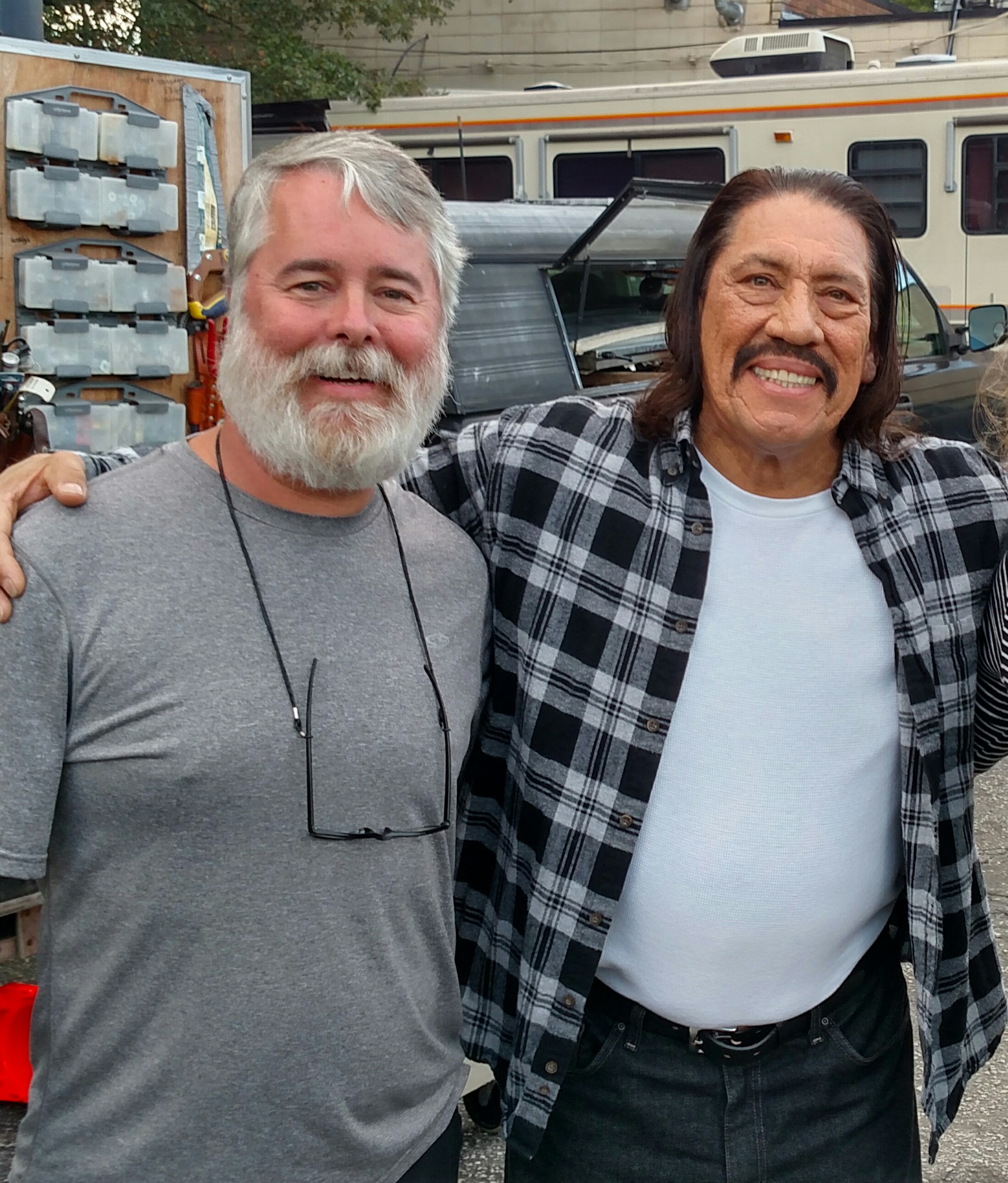 Mark Cochran with Danny Trejo on the set of Chronology.