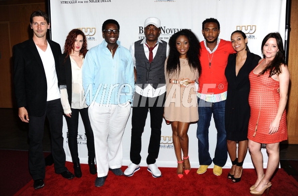 Joshua Smith, Rumor Willis, Hakeem Kae-Kazeem, Jeta Amata, Mbong Amata, Enyinna Nwigwe, Rosario Dawson, Jenifer Brougham attend film Black November screening Los Angeles, CA April 18