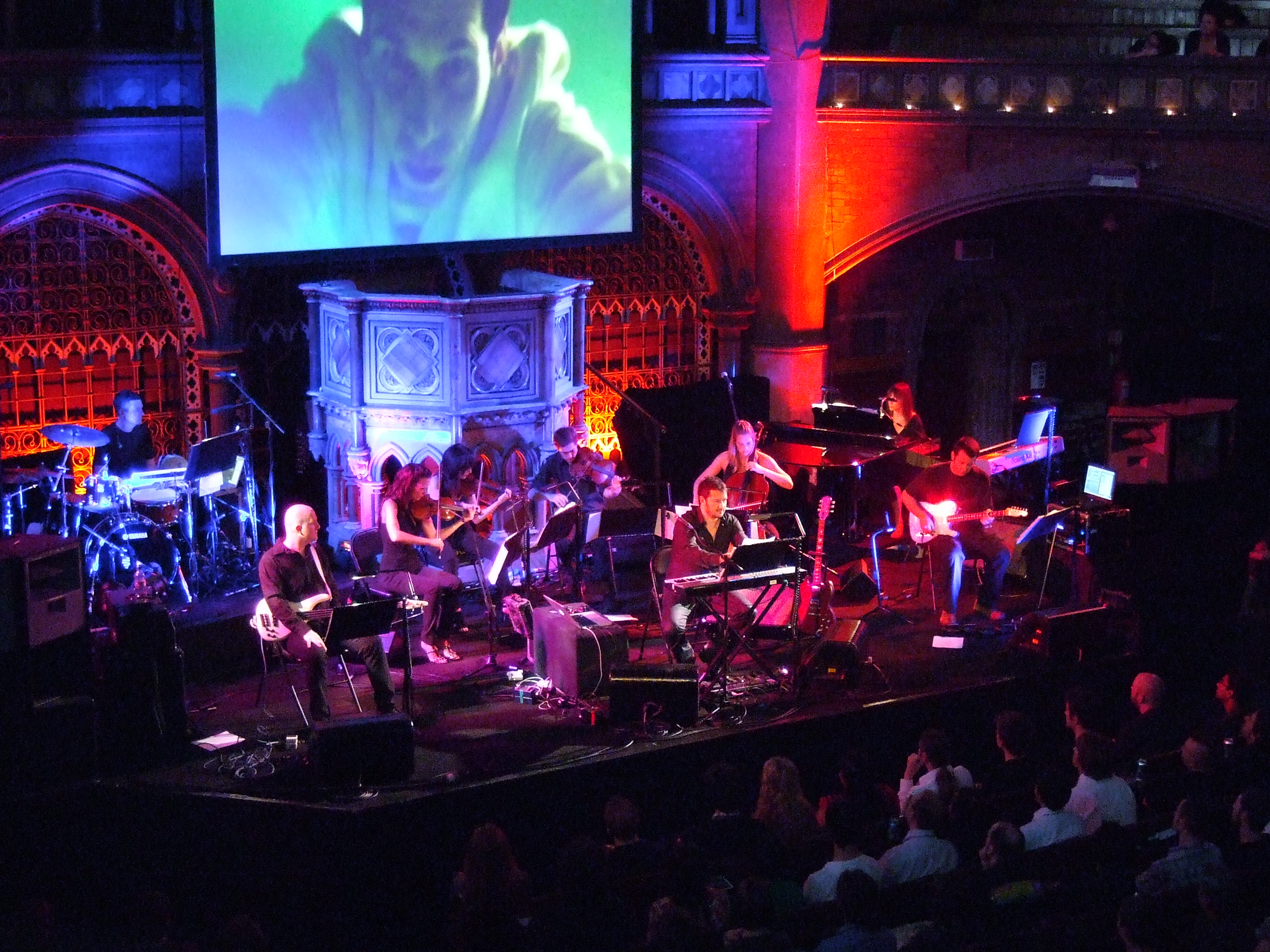 Performing piano alongside Clint Mansell and Sonus Quartet, Union Chapel London 2009