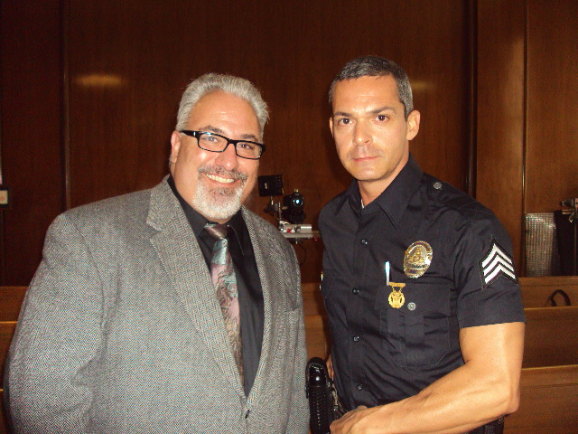 With actor Billy Gallo on the set of Strike One