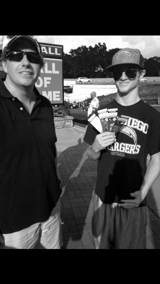 Garner Ted Aukerman and nephew Brandon Withers, attend Bills vs Giants NFL game Aug. 3 at Fawcett Stadium, Canton, Ohio. (Tickets compliments Ted's old boss at Bel-Air Country Club - Al Michaels of NBC Sunday Night Football).