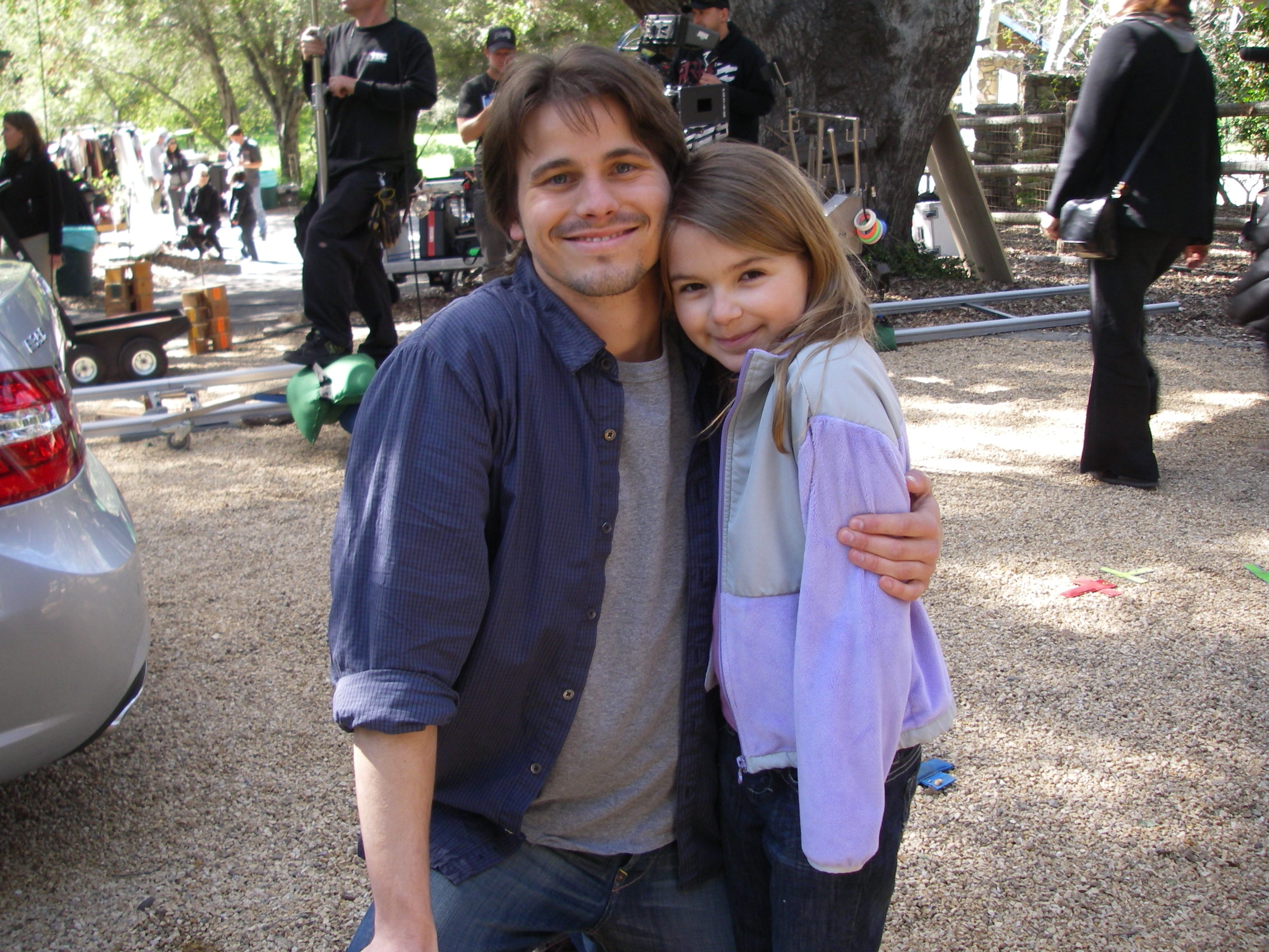 Anna with Jason Ritter on the set of The Event