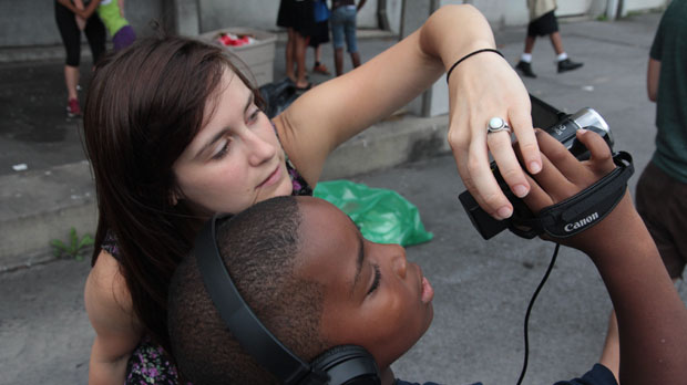 Elaine McMillion Sheldon training young filmmakers in Keystone, West Virginia