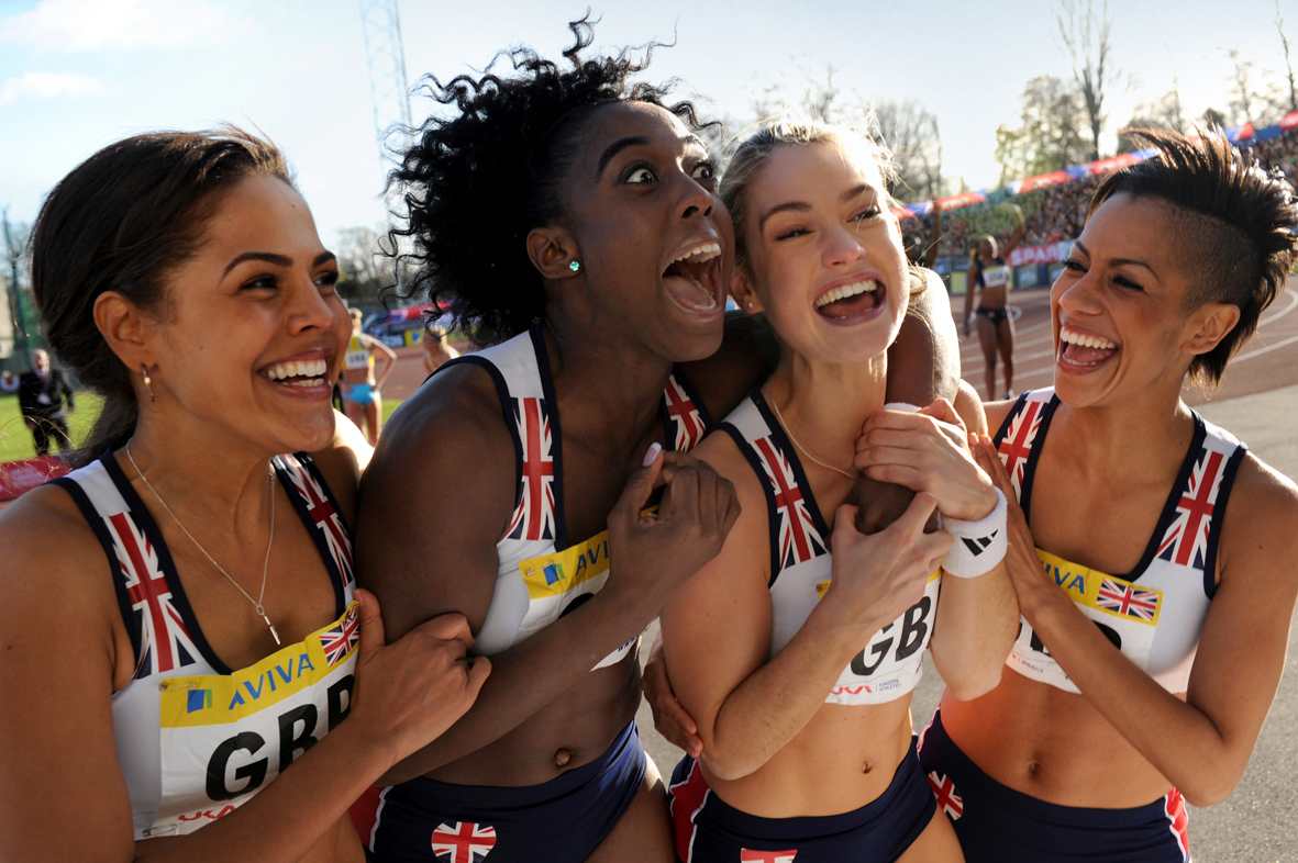 Still of Lenora Crichlow, Lashana Lynch, Lily James and Dominique Tipper in Fast Girls (2012)