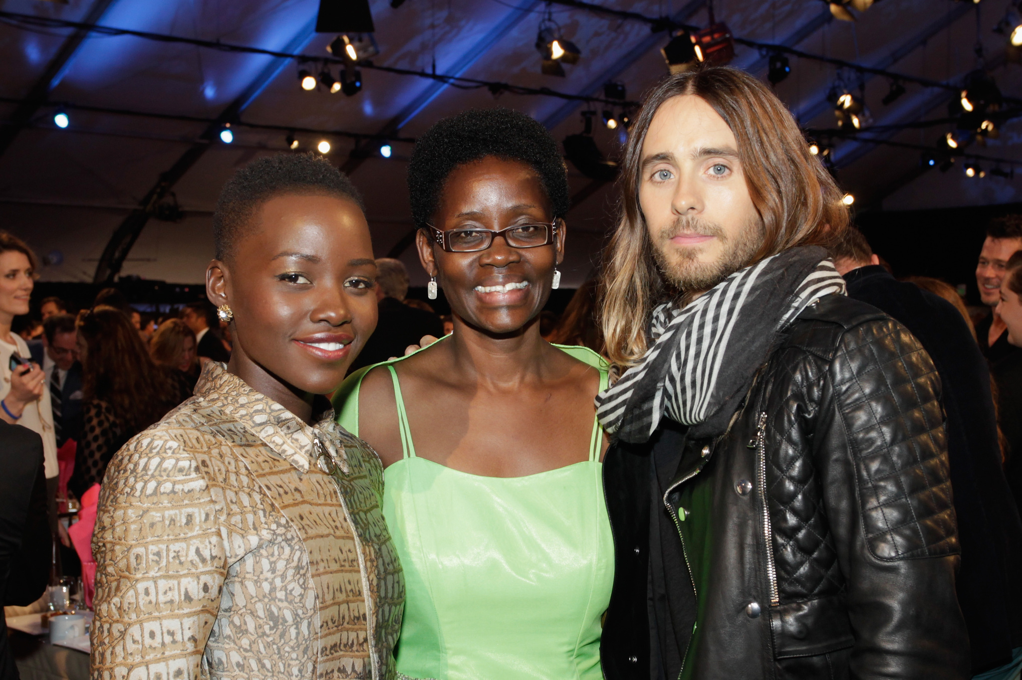 Actress Lupita Nyong'o, Dorothy Nyong'o, and actor Jared Leto onstage during the 2014 Film Independent Spirit Awards at Santa Monica Beach on March 1, 2014 in Santa Monica, California.