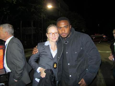 Enyinna Nwigwe and Anne Heche on the set of BLACK NOVEMBER.