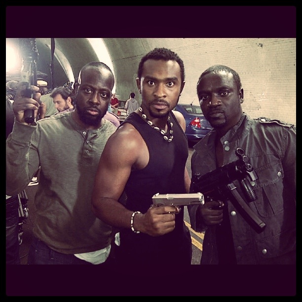 Wyclef Jean, Enyinna Nwigwe, Akon on the set of BLACK NOVEMBER.