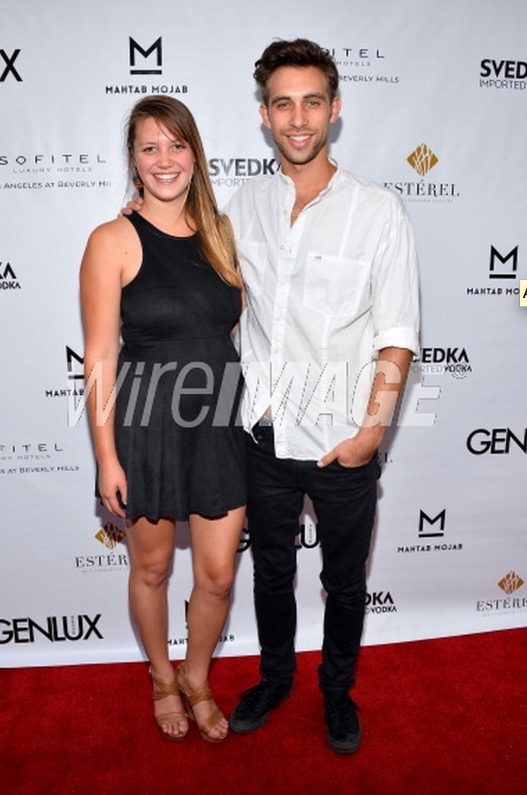 Riley Berris and her brother, Blake Berris, at Genlux Magazine's Issue Release party featuring Erika Christensen at The Sofitel Hotel on August 29, 2013 in Los Angeles, California.