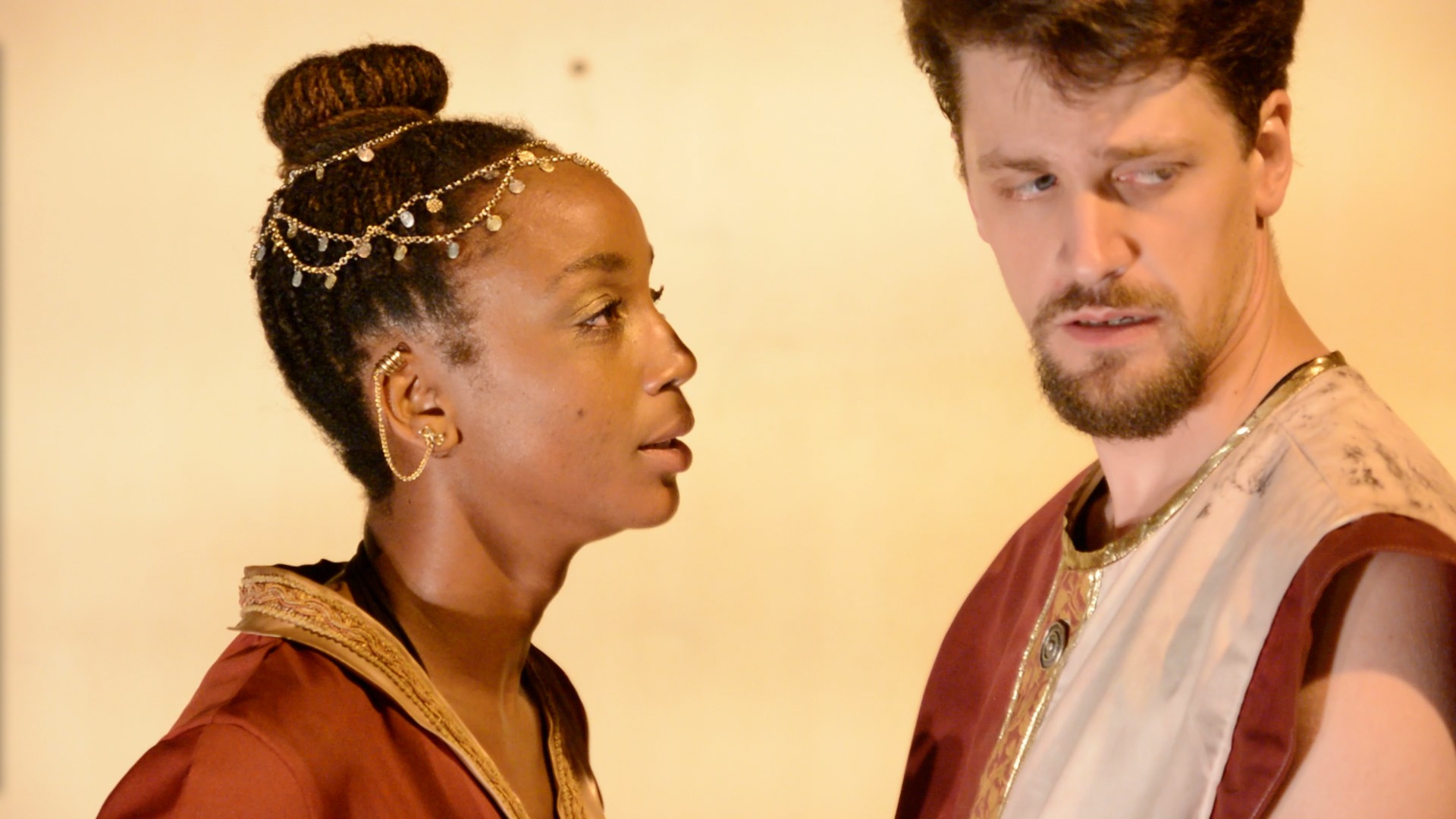 Jamie Ann Burke as Guinevere and Wiliam Reinbold as Arthur in Theatrum Elysium San Pedro Rep 