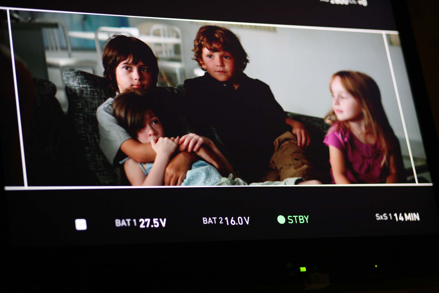 Gage Michael Petrone and cast on the set of Yellow