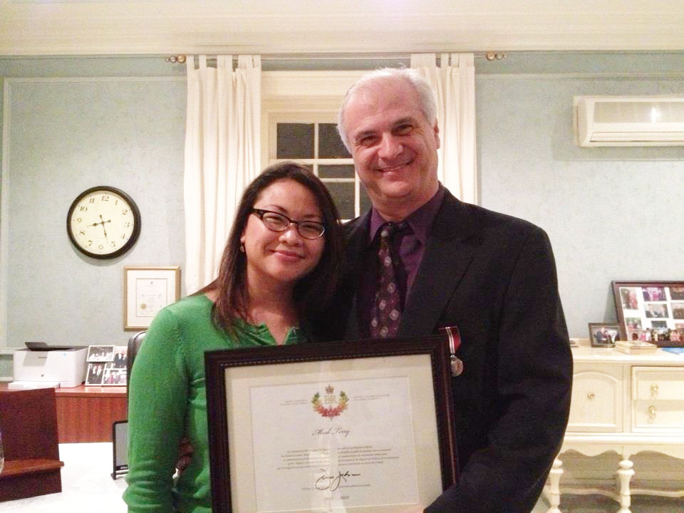 Mark Terry presented with the Queen's Diamond Jubilee Medal for international humanitarian work through documentary film production.