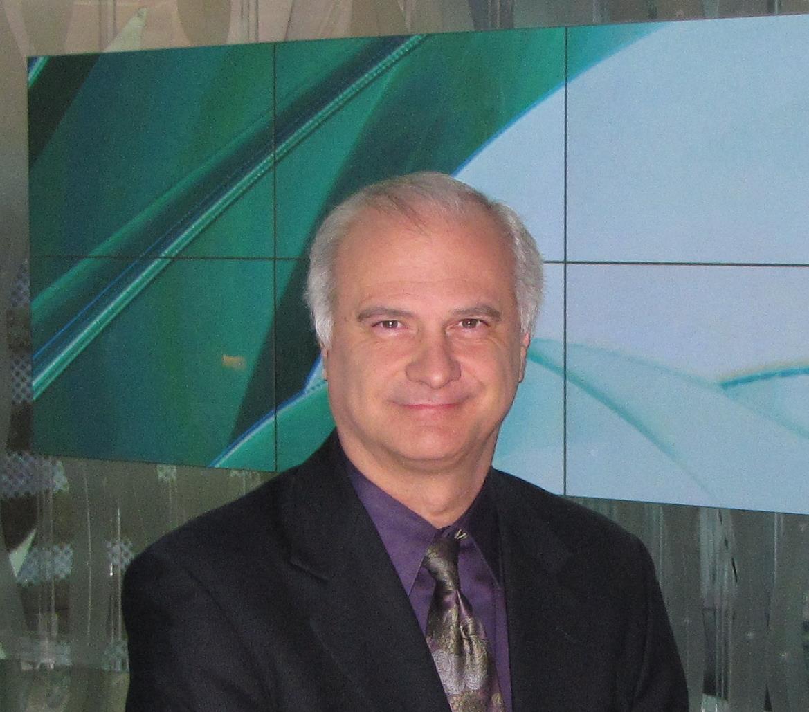 Mark Terry on the set of Kontext, Moscow's news commentary television program, 2011.