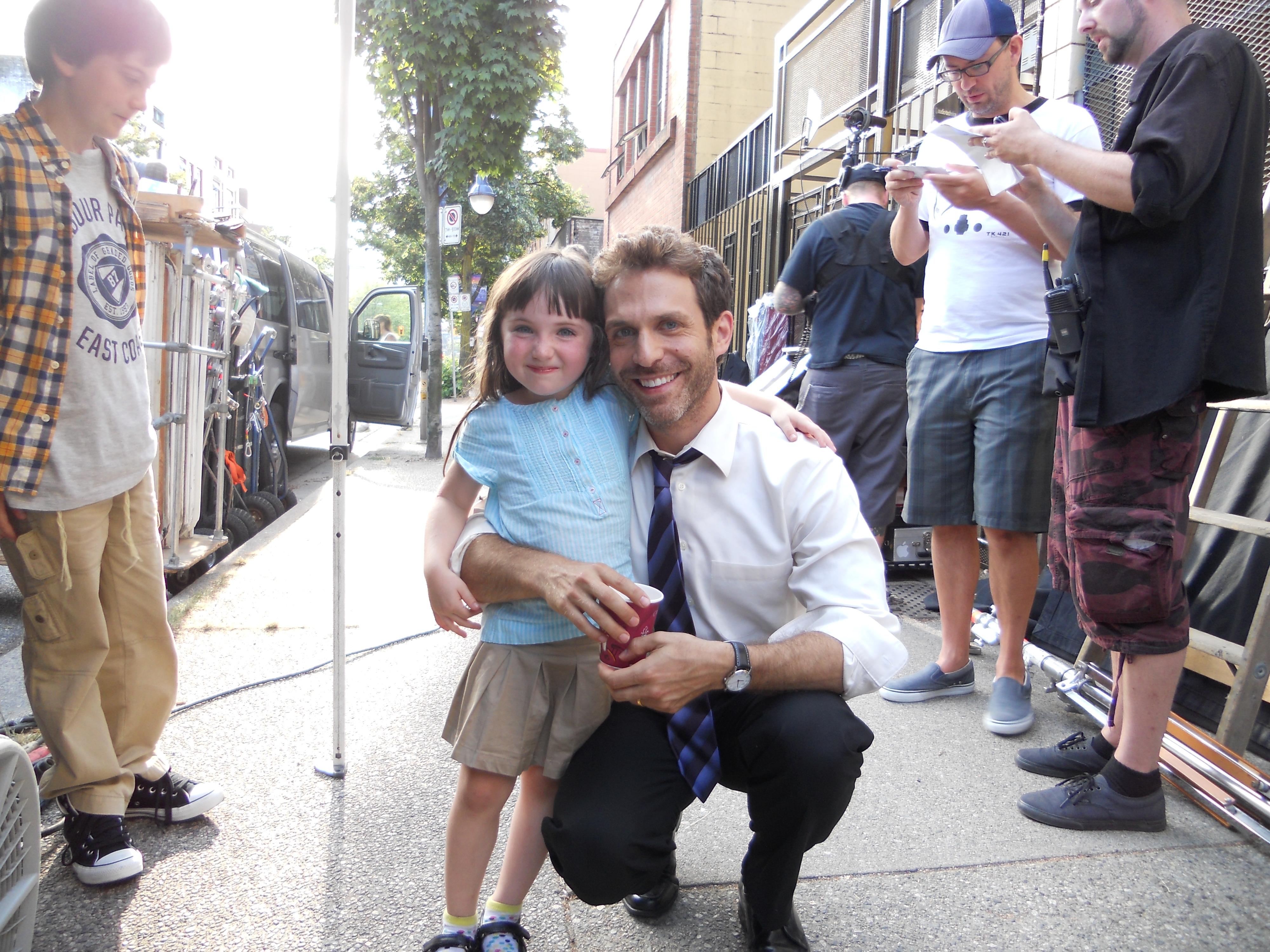 Kennedi Clements with David Julian Hirsh on set of 