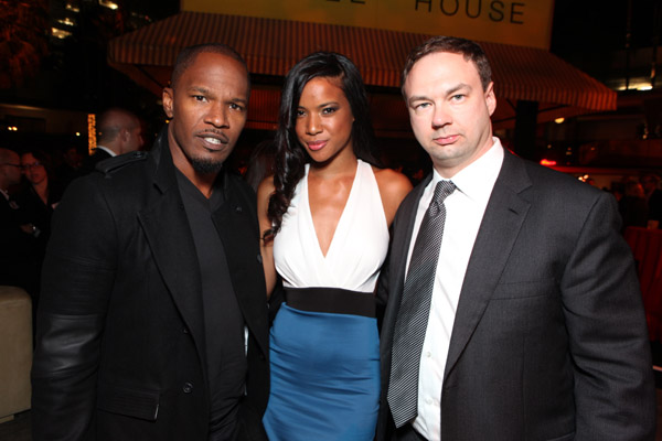 Jamie Foxx, Brittany Loren and Producer Thomas Tull at Warner Bros. Los Angeles Premiere of 