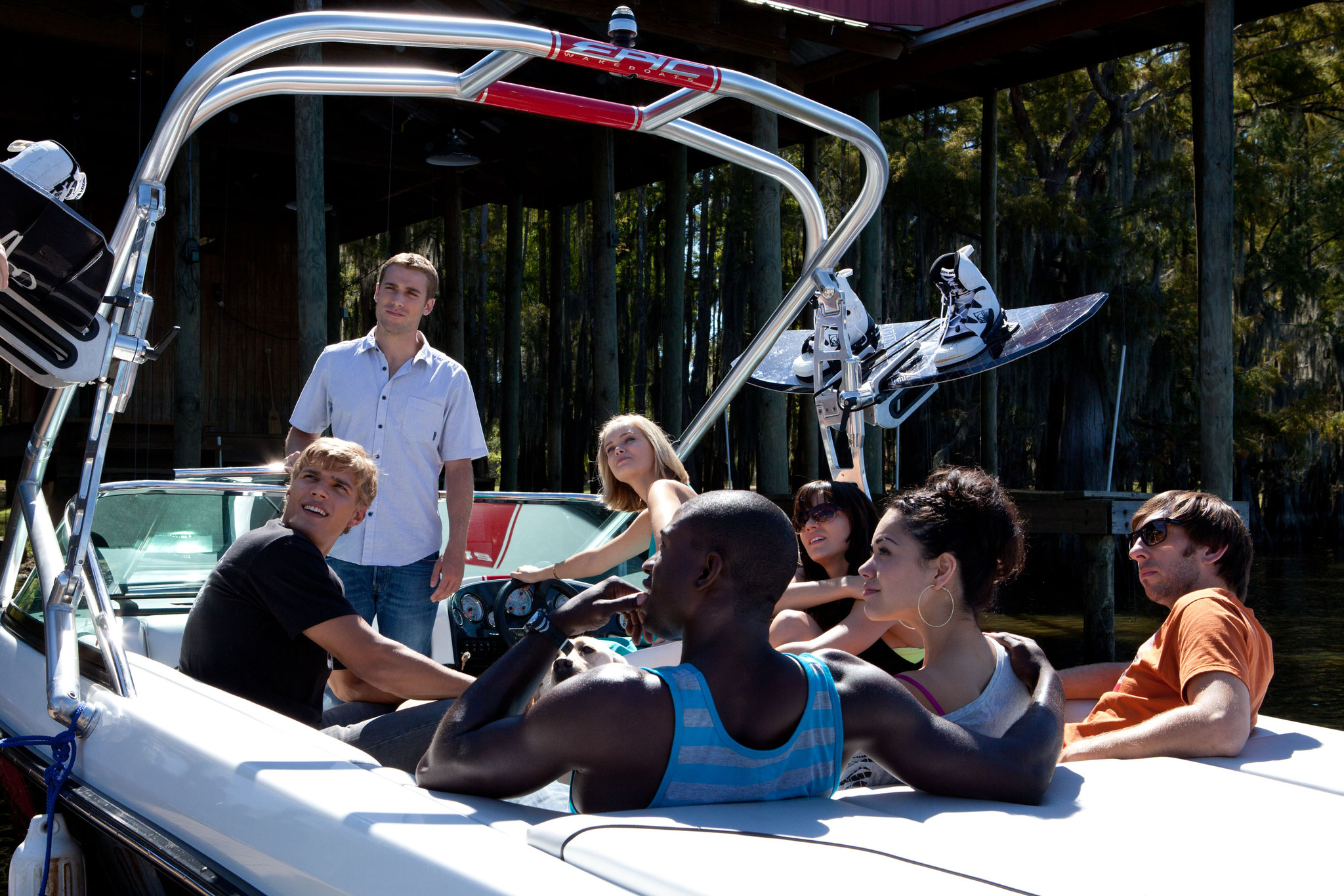 Still of Joel David Moore, Sara Paxton, Alyssa Diaz, Dustin Milligan, Katharine McPhee, Sinqua Walls and Chris Zylka in Shark Night 3D (2011)